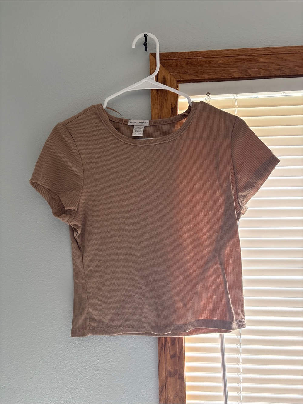 Talula Ribbed Short Sleeve Tee - Light Brown